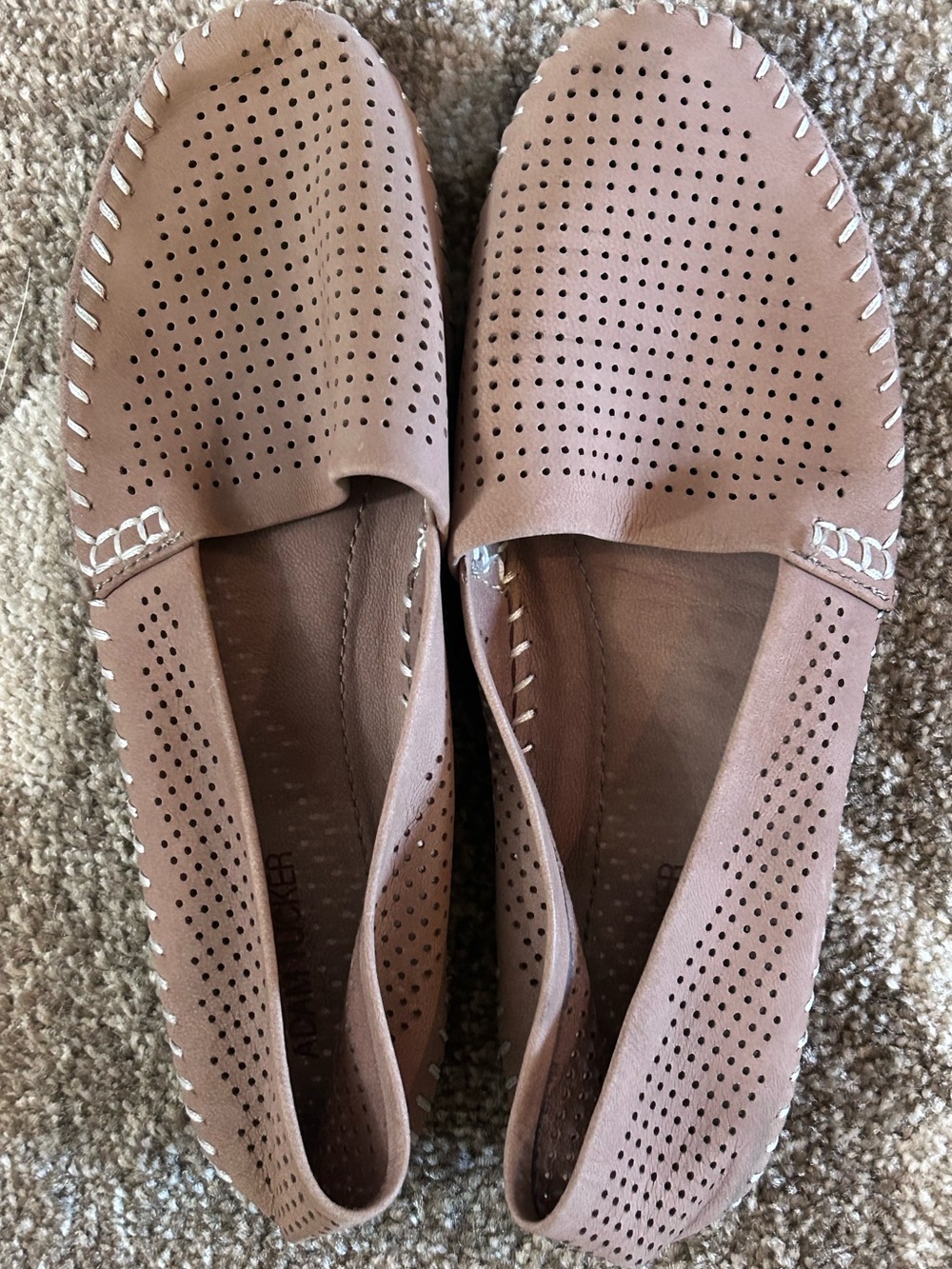 Adam Tucker Tan Perforated Slip-On Loafers